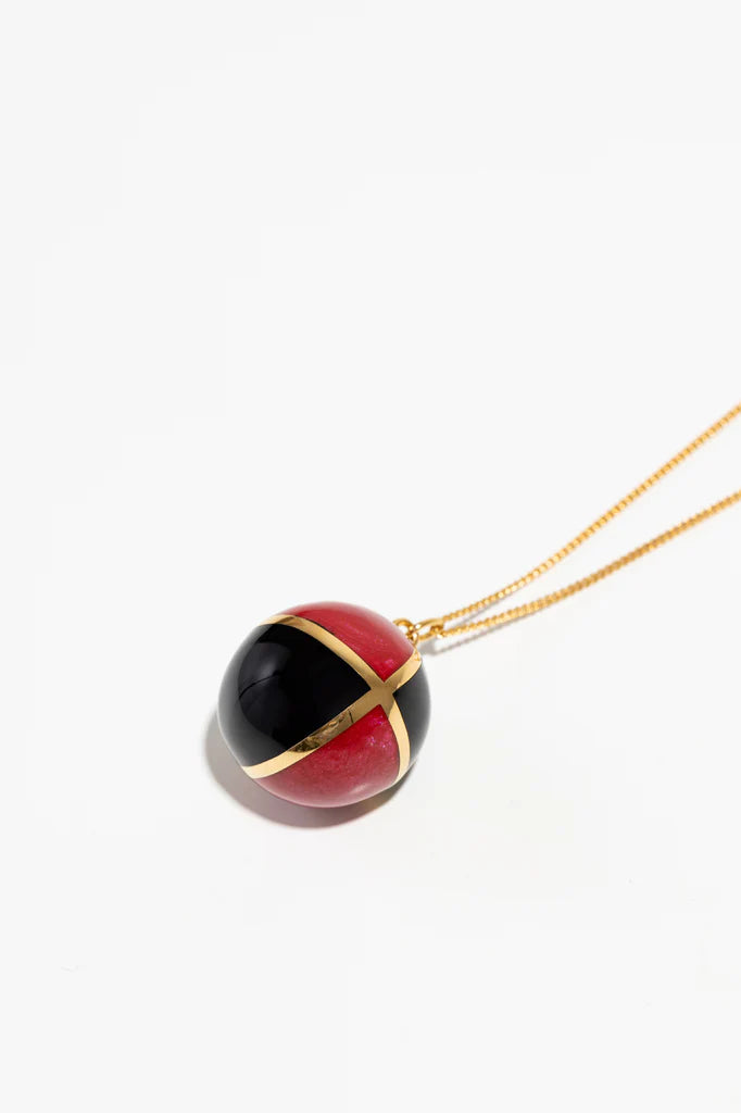 Black and Red Checkered Sphere Necklace