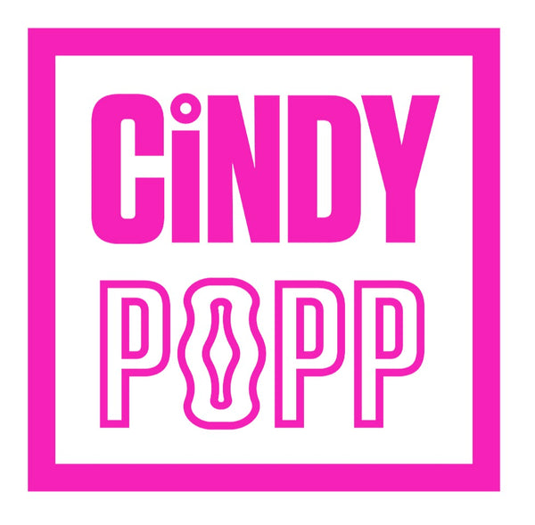 cindy popp logo in pink lettering