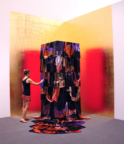 Darcie Book Acrylic paint and gold leaf, 144” x 96” x 96” Installation at the Baltimore Museum of Art