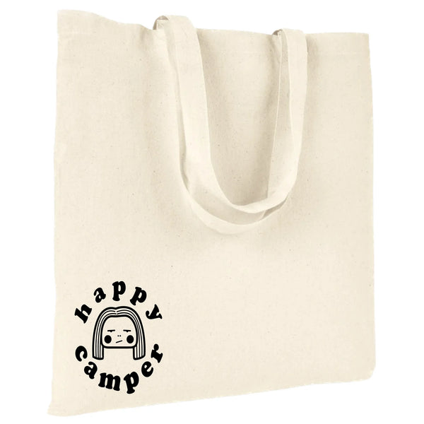 tote bag with happy camper logo by chan.t